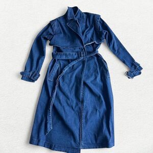 NTK by TT Studios Tivoli Trench Coat Denim Jacket in Blue